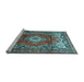 Sideview of Machine Washable Medallion Light Blue Traditional Rug, wshtr411lblu