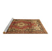 Sideview of Machine Washable Medallion Brown Traditional Rug, wshtr411brn