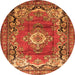 Square Medallion Orange Traditional Rug, tr411org