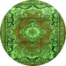 Machine Washable Medallion Green Traditional Area Rugs, wshtr411grn