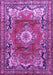 Machine Washable Medallion Purple Traditional Area Rugs, wshtr411pur