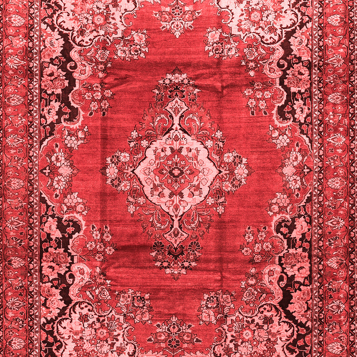Machine Washable Medallion Red Traditional Rug, wshtr411red