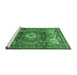 Sideview of Machine Washable Medallion Emerald Green Traditional Area Rugs, wshtr411emgrn