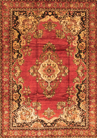 Medallion Orange Traditional Rug, tr411org