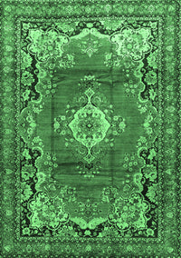 Medallion Emerald Green Traditional Rug, tr411emgrn