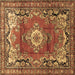 Square Medallion Brown Traditional Rug, tr411brn