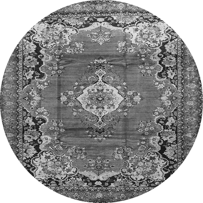 Machine Washable Medallion Gray Traditional Rug, wshtr411gry
