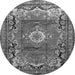 Machine Washable Medallion Gray Traditional Rug, wshtr411gry