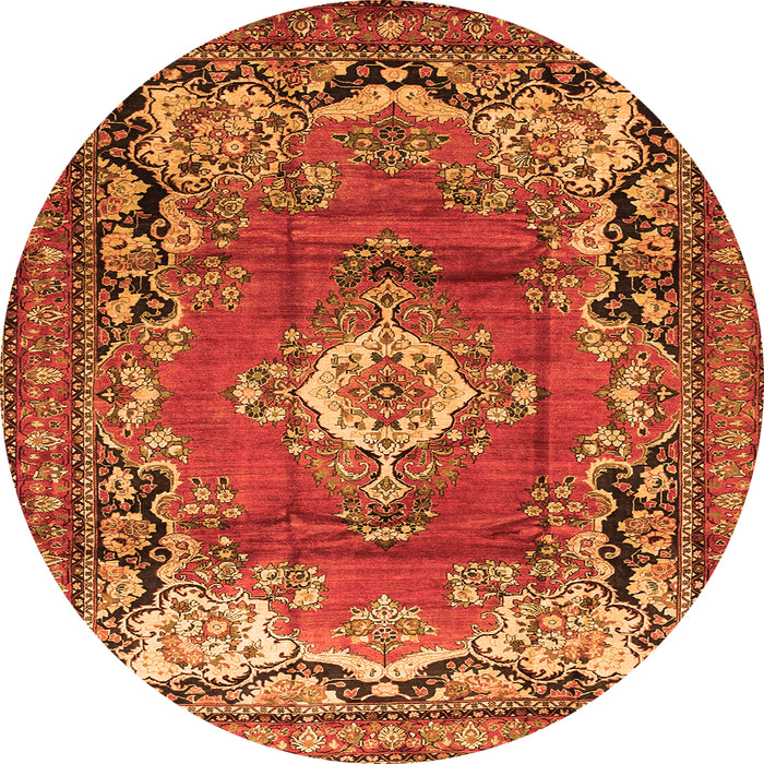 Machine Washable Medallion Orange Traditional Area Rugs, wshtr411org