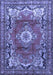 Machine Washable Medallion Blue Traditional Rug, wshtr411blu