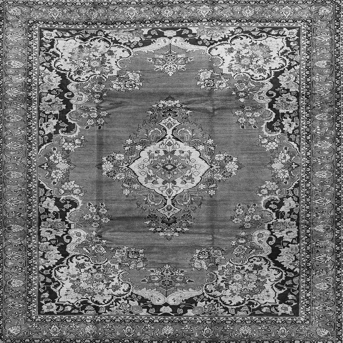 Round Machine Washable Medallion Gray Traditional Rug, wshtr411gry