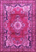 Machine Washable Medallion Pink Traditional Rug, wshtr411pnk