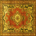 Square Medallion Yellow Traditional Rug, tr411yw