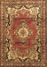 Machine Washable Medallion Brown Traditional Rug, wshtr411brn