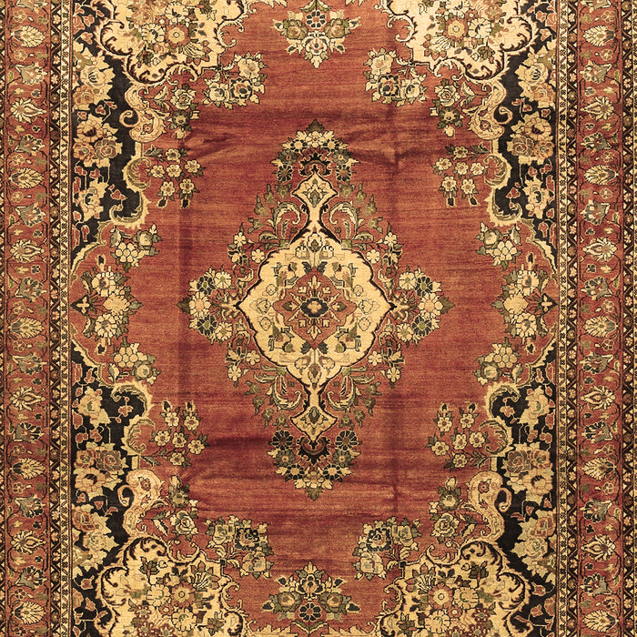 Machine Washable Medallion Brown Traditional Rug, wshtr411brn