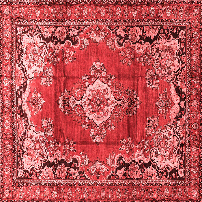 Machine Washable Medallion Red Traditional Rug, wshtr411red