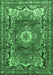 Machine Washable Medallion Emerald Green Traditional Area Rugs, wshtr411emgrn