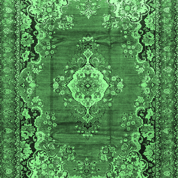 Machine Washable Medallion Emerald Green Traditional Area Rugs, wshtr411emgrn