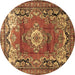 Round Medallion Brown Traditional Rug, tr411brn