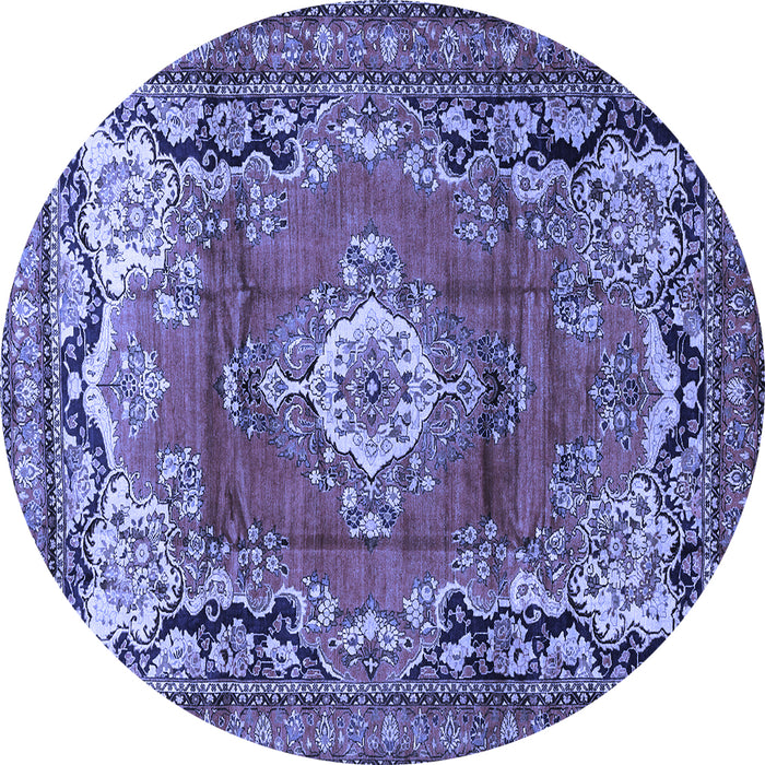 Round Medallion Blue Traditional Rug, tr411blu
