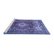 Sideview of Machine Washable Medallion Blue Traditional Rug, wshtr411blu