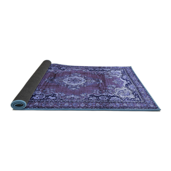Sideview of Medallion Blue Traditional Rug, tr411blu