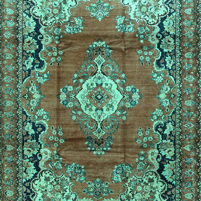 Machine Washable Medallion Turquoise Traditional Area Rugs, wshtr411turq
