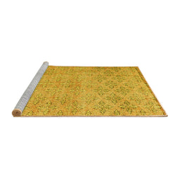 Sideview of Machine Washable Persian Yellow Traditional Rug, wshtr4120yw