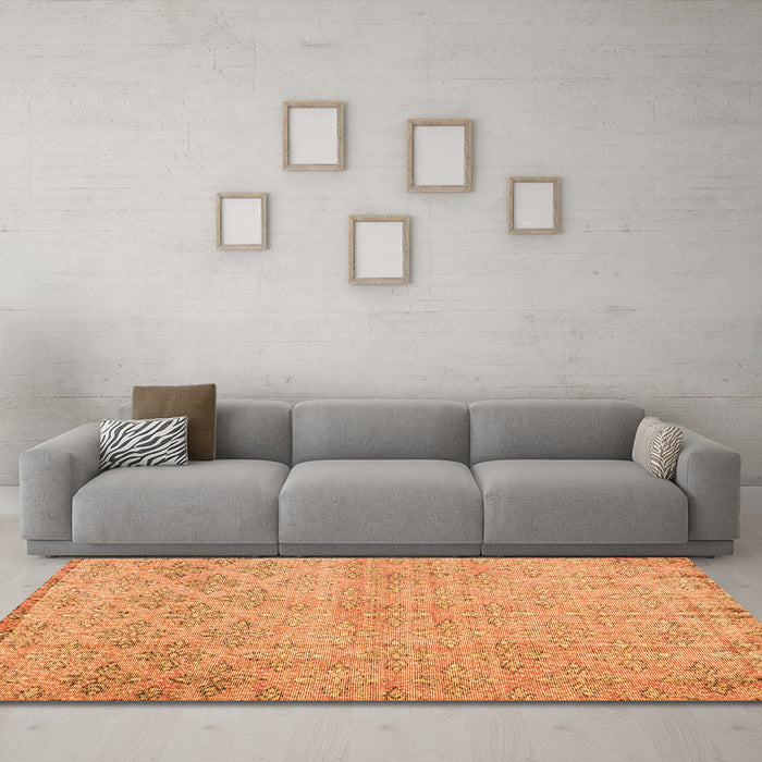 Machine Washable Persian Orange Traditional Area Rugs in a Living Room, wshtr4120org