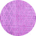 Round Machine Washable Persian Purple Traditional Area Rugs, wshtr4120pur