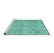 Sideview of Machine Washable Persian Turquoise Traditional Area Rugs, wshtr4120turq