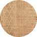 Round Persian Brown Traditional Rug, tr4120brn