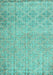 Machine Washable Persian Turquoise Traditional Area Rugs, wshtr4120turq