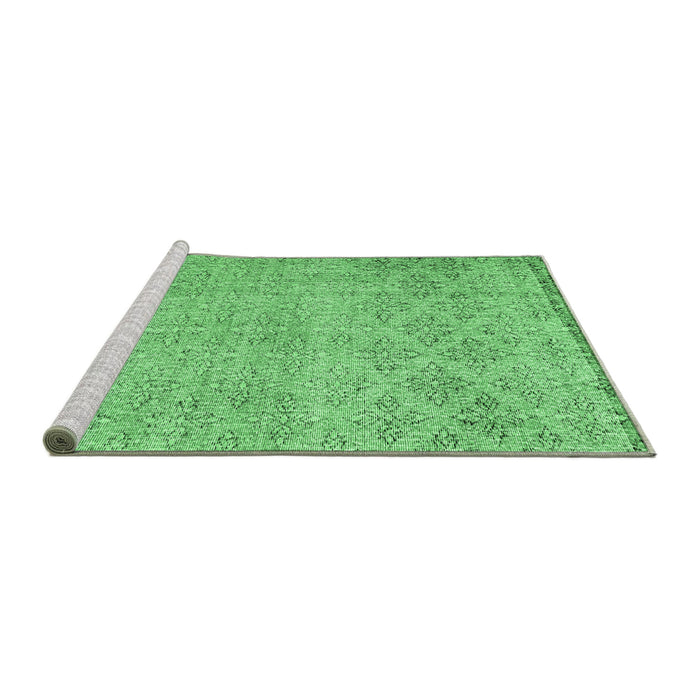 Sideview of Machine Washable Persian Emerald Green Traditional Area Rugs, wshtr4120emgrn