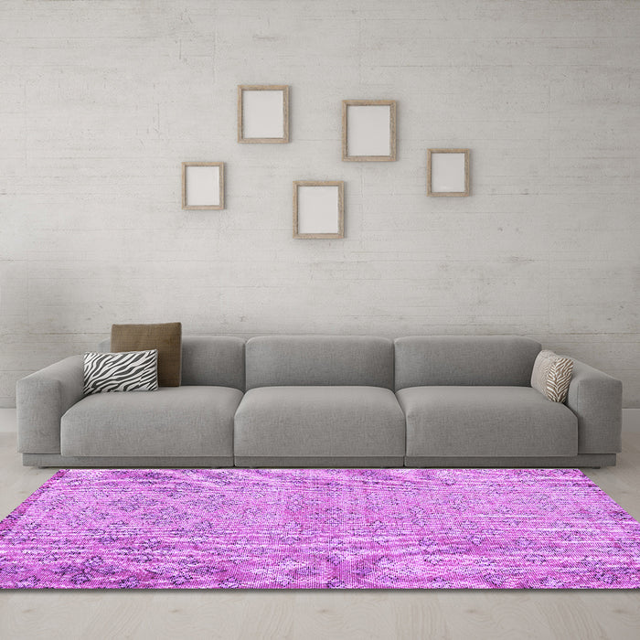 Machine Washable Persian Purple Traditional Area Rugs in a Living Room, wshtr4120pur