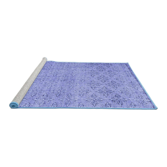 Sideview of Machine Washable Persian Blue Traditional Rug, wshtr4120blu
