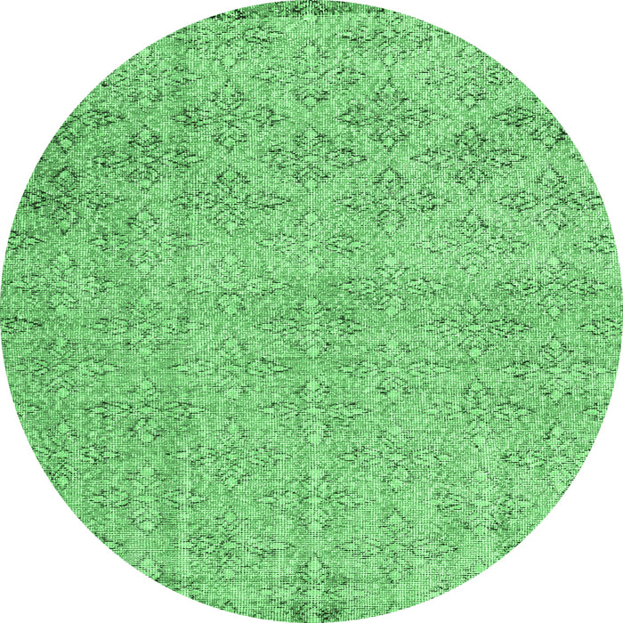 Round Machine Washable Persian Emerald Green Traditional Area Rugs, wshtr4120emgrn