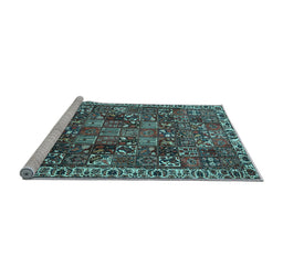 Sideview of Machine Washable Persian Light Blue Traditional Rug, wshtr4121lblu