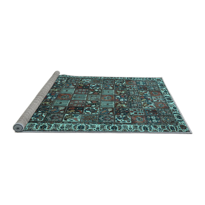 Sideview of Machine Washable Persian Light Blue Traditional Rug, wshtr4121lblu