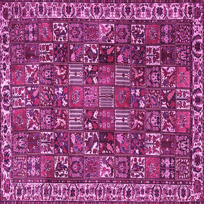 Square Machine Washable Persian Pink Traditional Rug, wshtr4121pnk