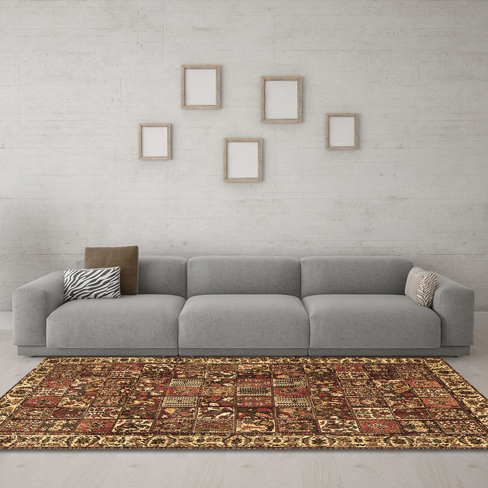 Machine Washable Persian Brown Traditional Rug in a Living Room,, wshtr4121brn