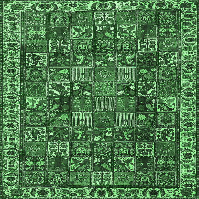 Square Machine Washable Persian Emerald Green Traditional Area Rugs, wshtr4121emgrn
