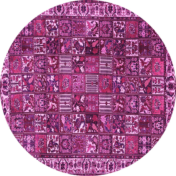 Round Machine Washable Persian Pink Traditional Rug, wshtr4121pnk