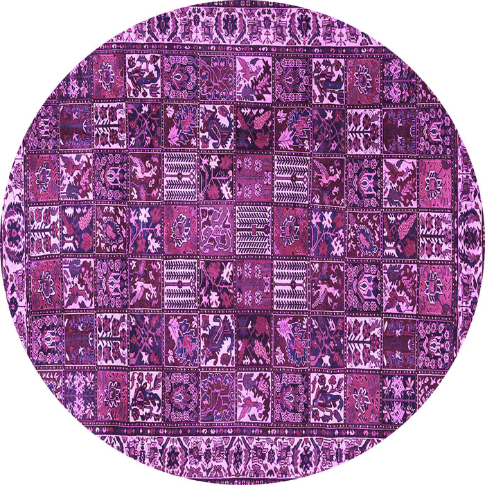 Round Machine Washable Persian Purple Traditional Area Rugs, wshtr4121pur