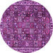 Round Machine Washable Persian Purple Traditional Area Rugs, wshtr4121pur