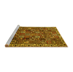 Sideview of Machine Washable Persian Yellow Traditional Rug, wshtr4121yw