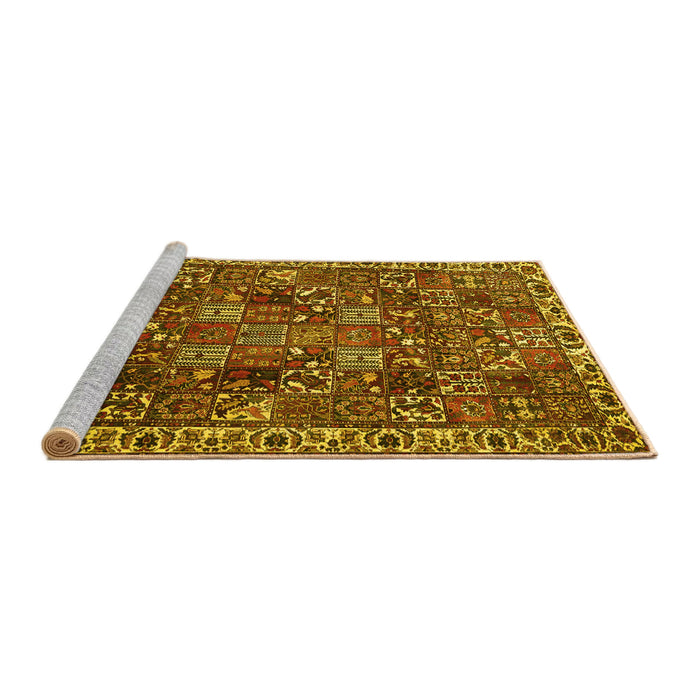 Sideview of Machine Washable Persian Yellow Traditional Rug, wshtr4121yw
