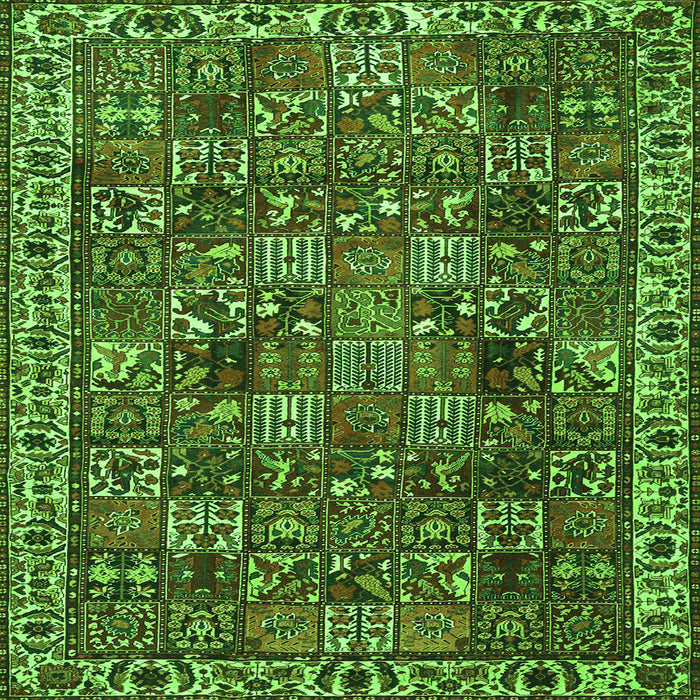 Round Machine Washable Persian Green Traditional Area Rugs, wshtr4121grn
