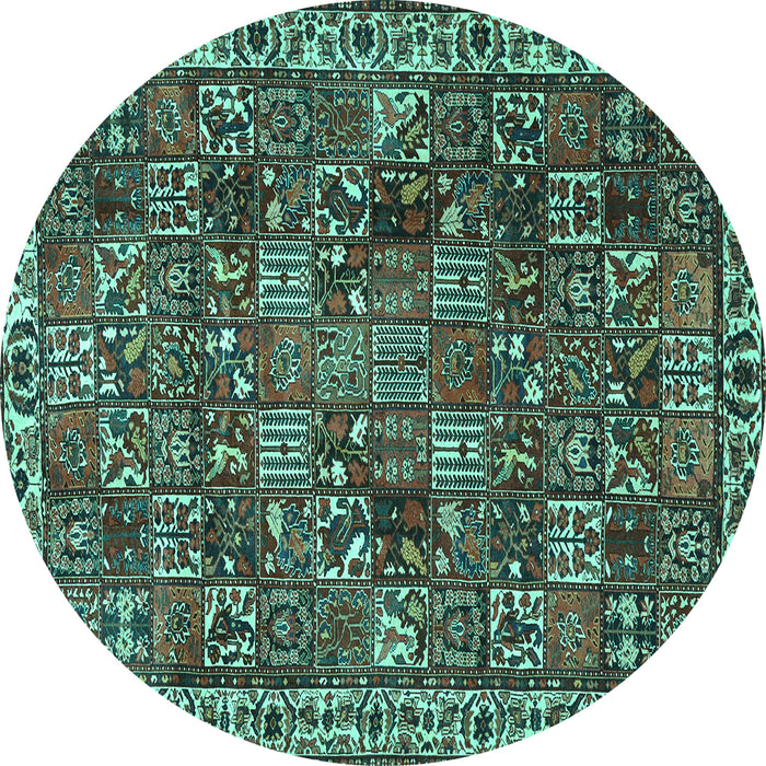 Round Persian Turquoise Traditional Rug, tr4121turq