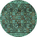 Round Persian Turquoise Traditional Rug, tr4121turq